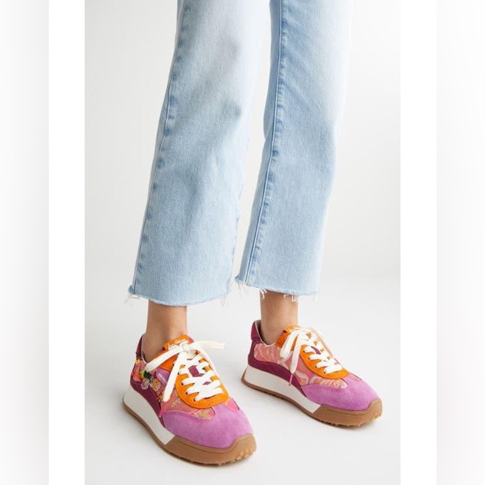 Sam Edelman Lilli Floral Platform Statement Sneaker Pink Embroidered boho indie